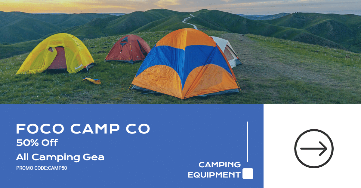 Simple Camping Equipment Discount Ecommerce Banner