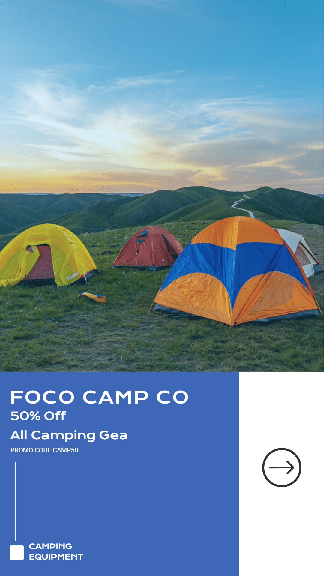 Simple Camping Equipment Discount Ecommerce Story预览效果
