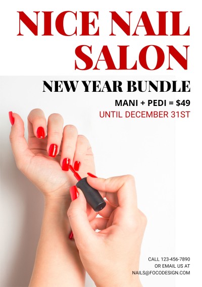 Minimalist Style Nail Salon New Year Promotion Poster