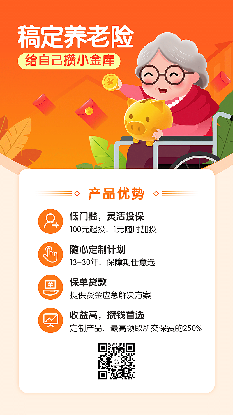 金融保险养老险产品营销宣传插画海报