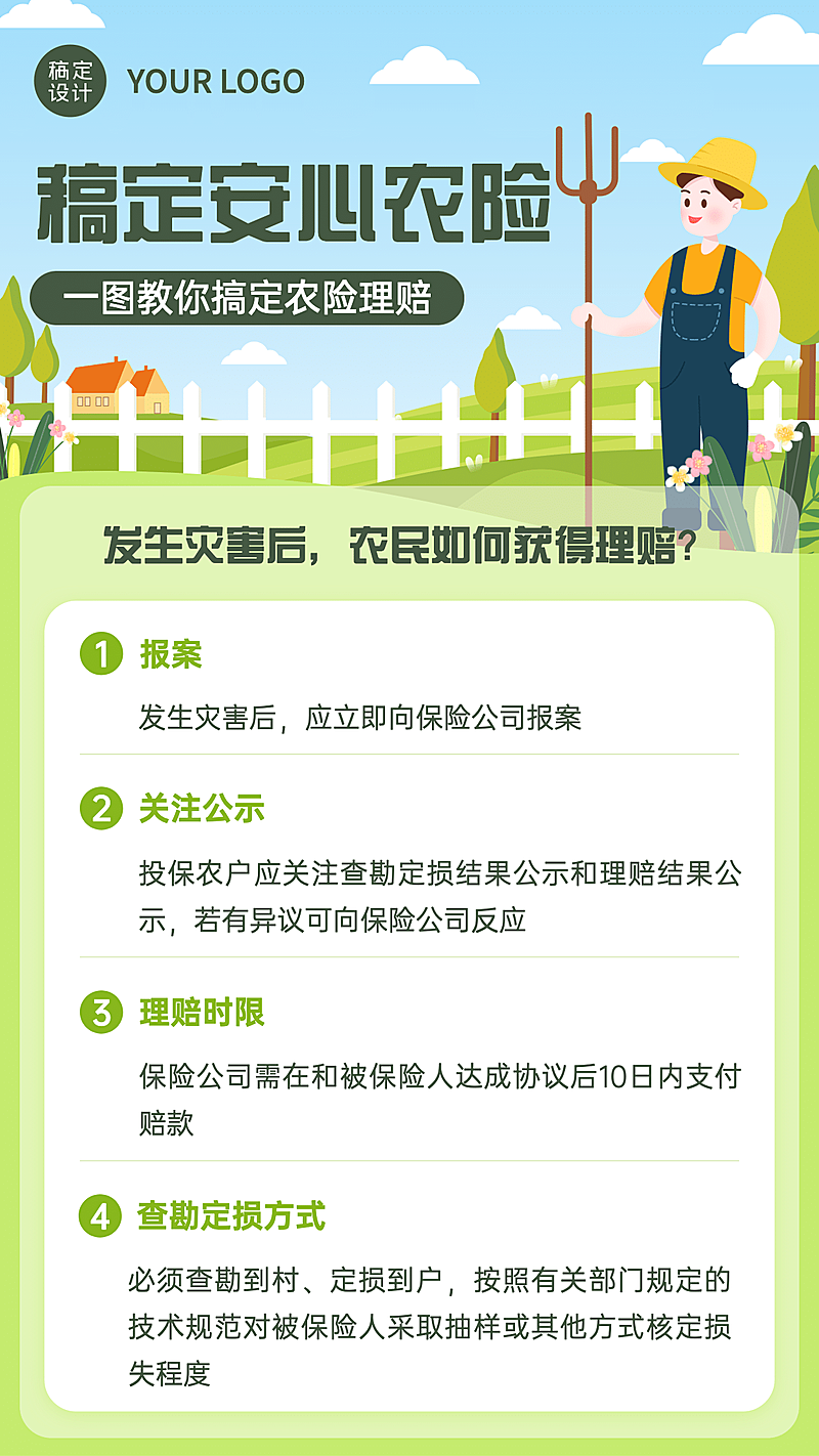 金融保险农业险理赔知识科普插画海报