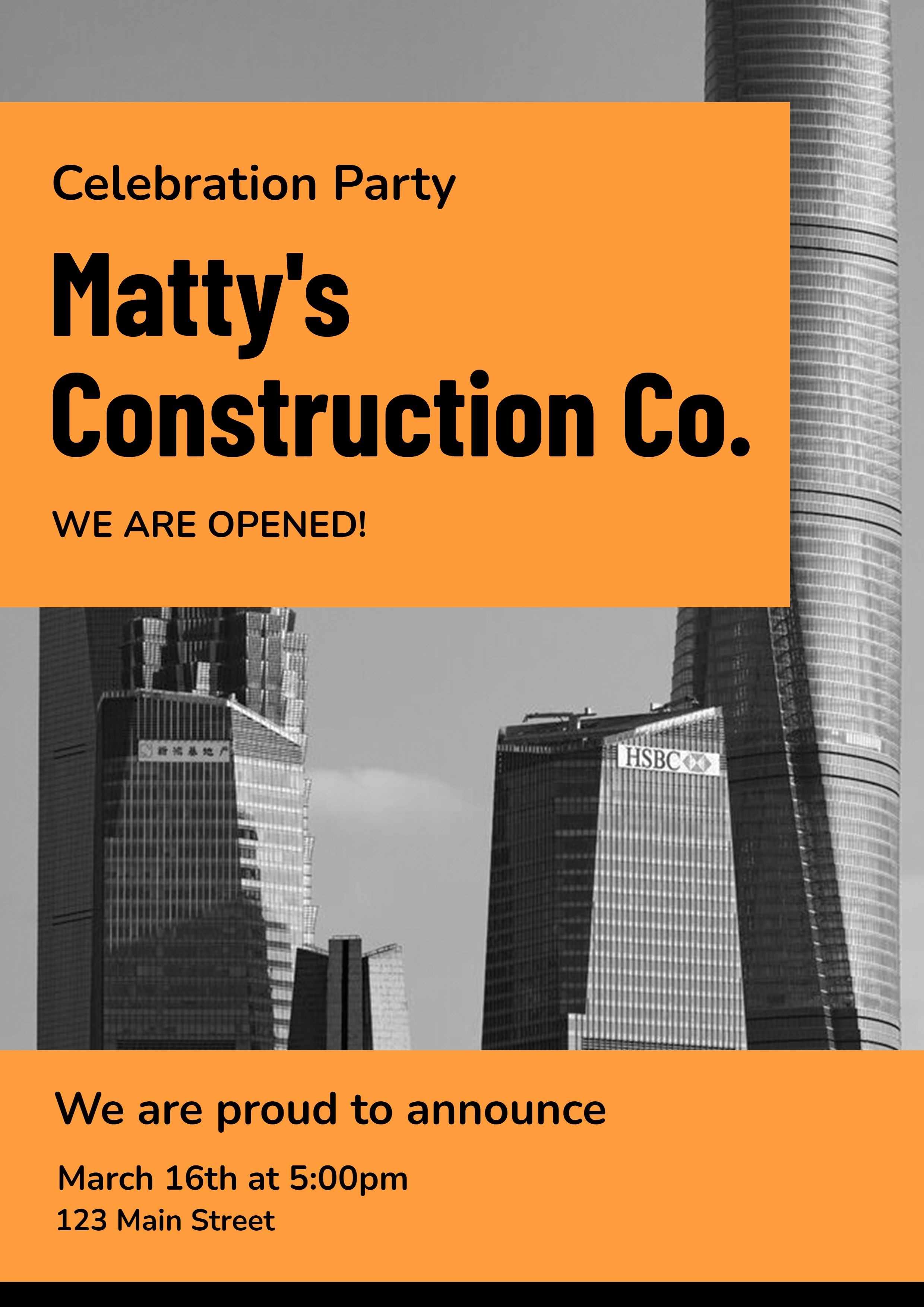 Construction Company Grand Opening Propagating Poster