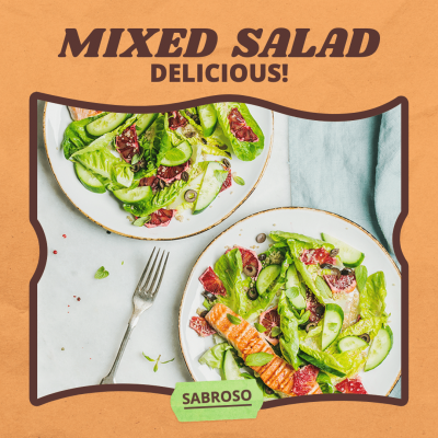 Mixed Salad Photo Delicious Food Record Template Poster Instagram Post
