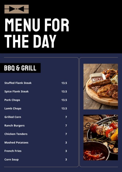 Minimalist Style Barbecue Menu