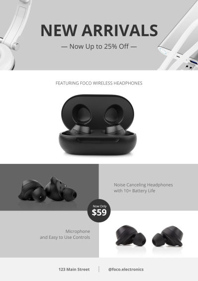 Electronics Headphone New Arrivals Promotion Flyer