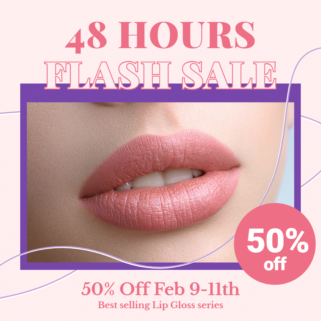 Purple Line Rectangle Fashion Lip Gloss Series Flash Sale Ecommerce Story