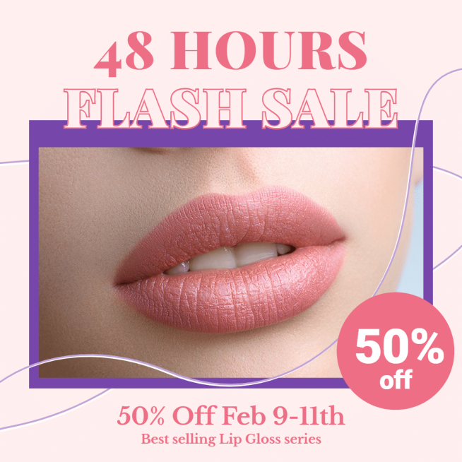 Purple Line Rectangle Fashion Lip Gloss Series Flash Sale Ecommerce Story预览效果