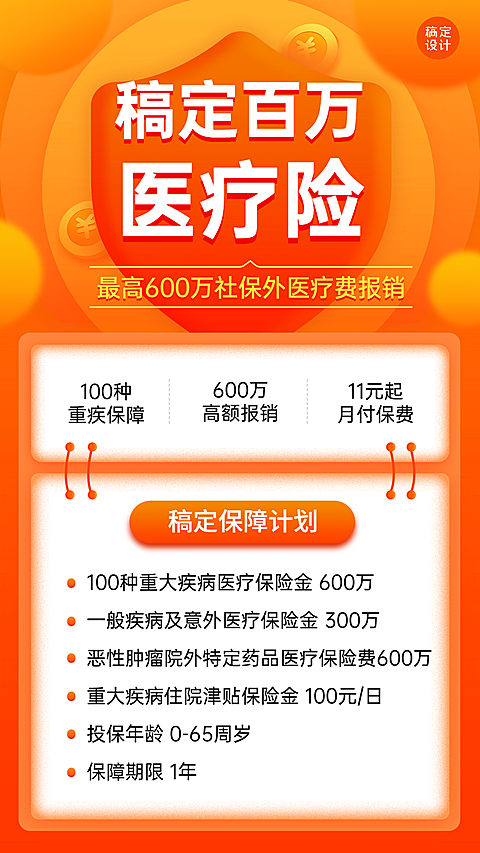 金融保险医疗险介绍简约排版海报