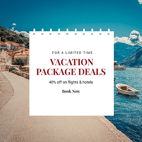 Flight and Hotel Vacation Package Deal Ecommerce Product Image