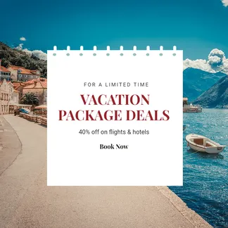 Flight and Hotel Vacation Package Deal Ecommerce Product Image