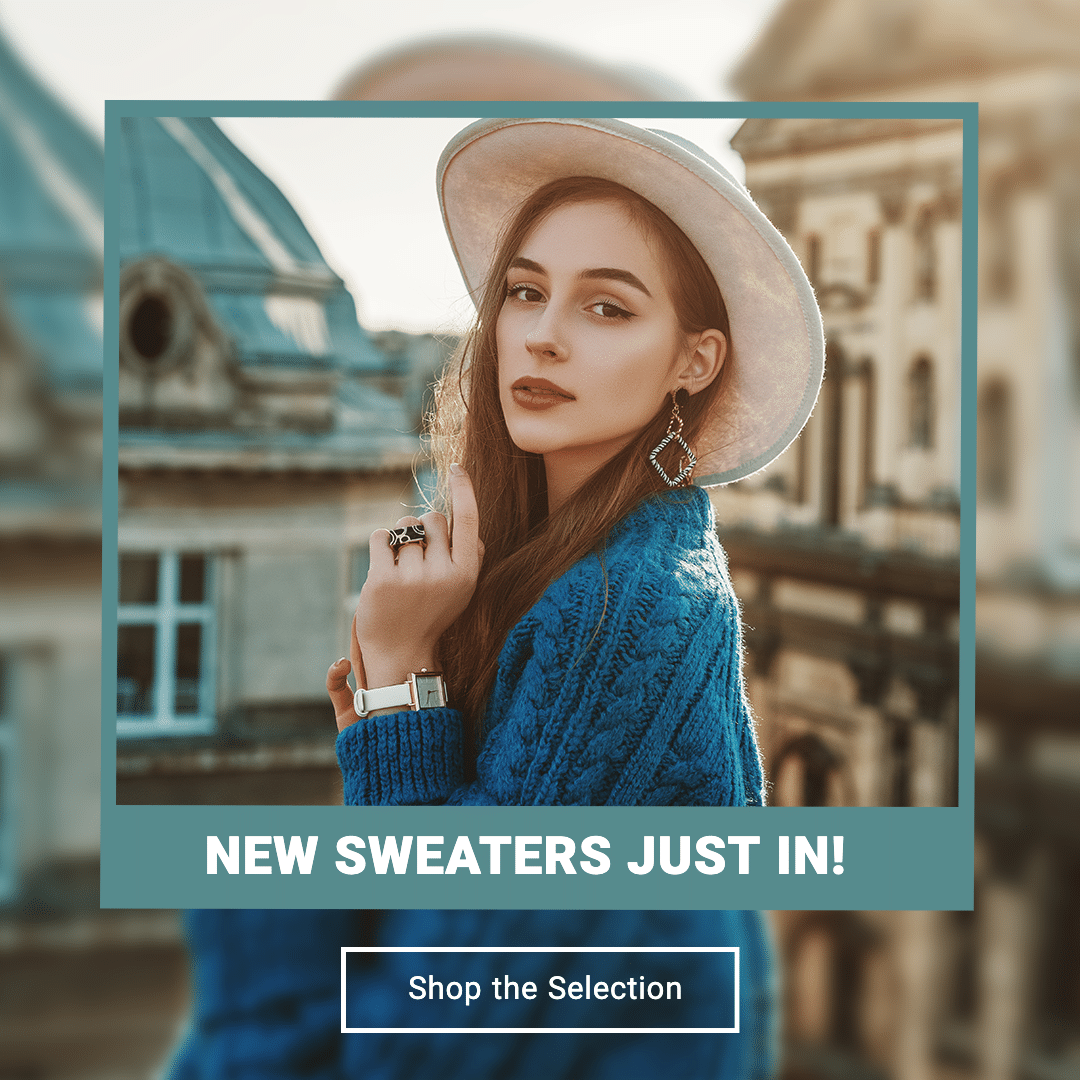 Blue Sweater Display Literary Style Women' s Sweater New Arrival Ecommerce Story