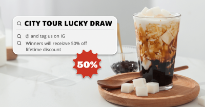 Rectangle Element Simple Milk Tea Shop Socail Media Interaction Promotion Ecommerce Banner