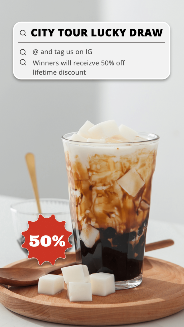 Simple Milk Tea Shop Socail Media Interaction Promotion Discount Ecommerce Story预览效果