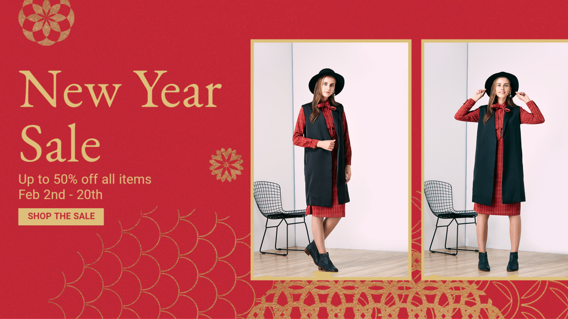 Fashion Women's Wear Shop New Year Sale Ecommerce Banner预览效果