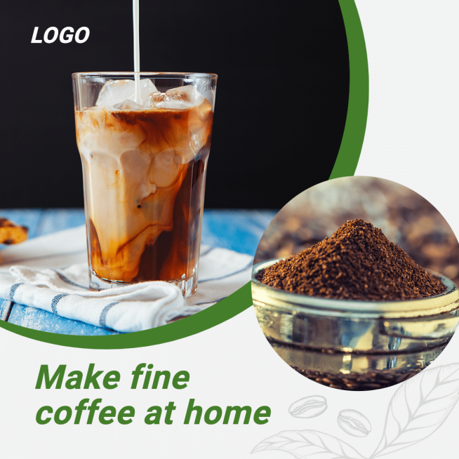 Hand Painted Leaf Element Simple Coffee Powder Promotion Ecommerce Product Image预览效果
