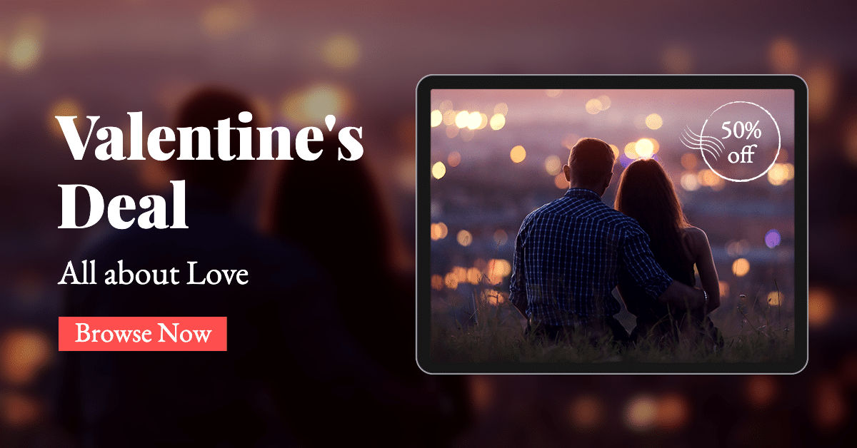 Literary E-Book Valentine's Deal Ecommerce Banner预览效果