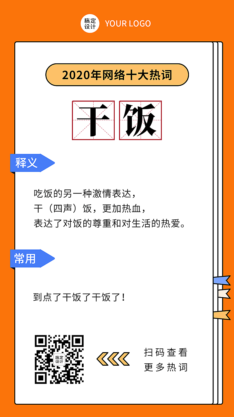 2020热词干饭人热梗回顾手机海报
