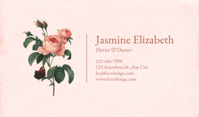 Watercolor Flower Element Florist Owner Personal Information Business Card