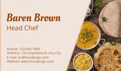 Restaurant Head Chef Personal Information Business Card