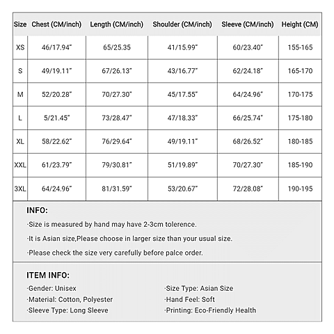 Simple Men's Sweater Size Chart Ecommerce Product Image