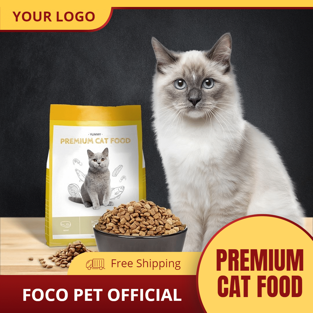 Yellow Geometry Element Premium Cat Food Promotion Ecommerce Product Image