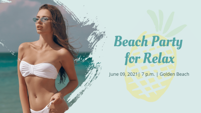 Fashion Swimsuit Woman Beach Party Invitation Facebook Event Cover