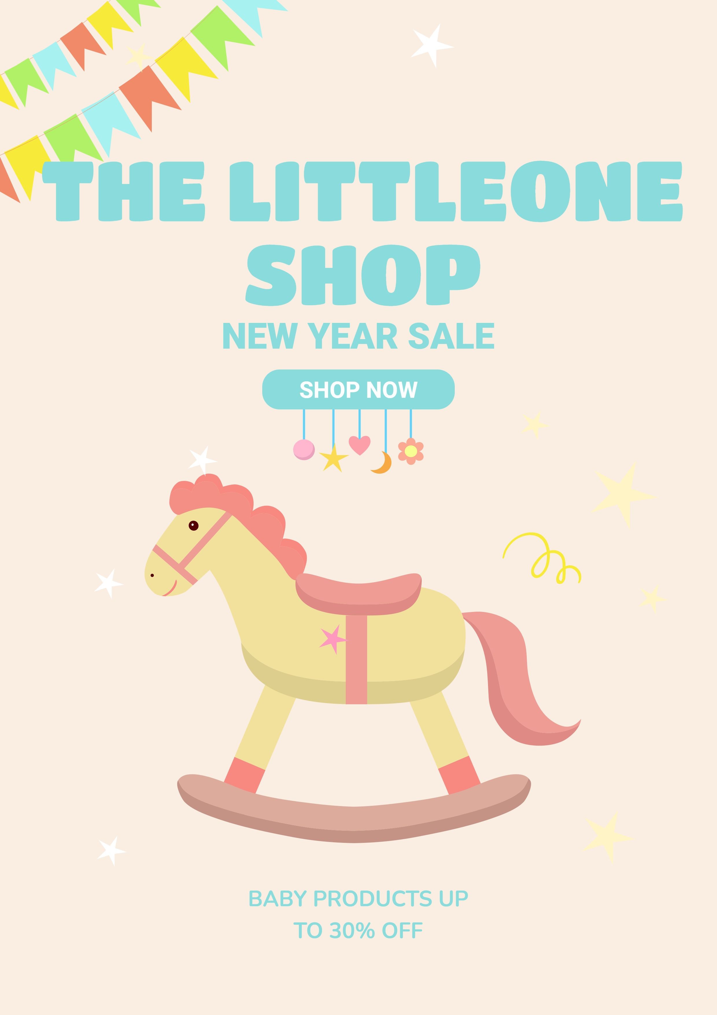 Baby Store Shop Now Simple Fashion Style Poster