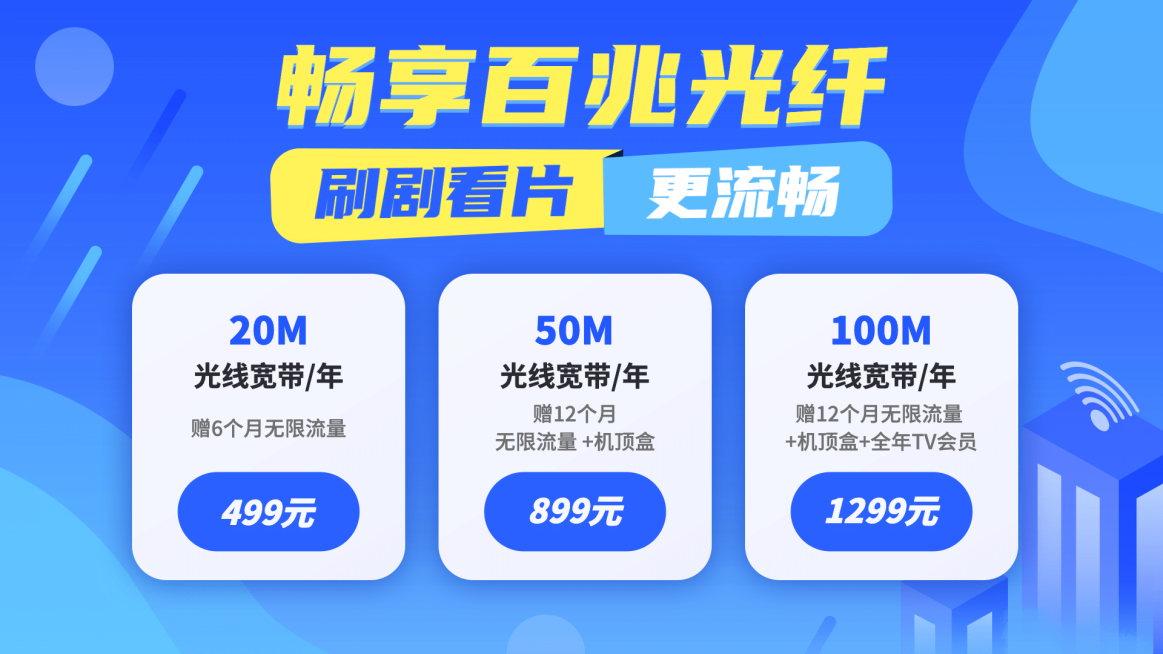 数码通讯宽带产品宣传创意扁平横屏海报预览效果