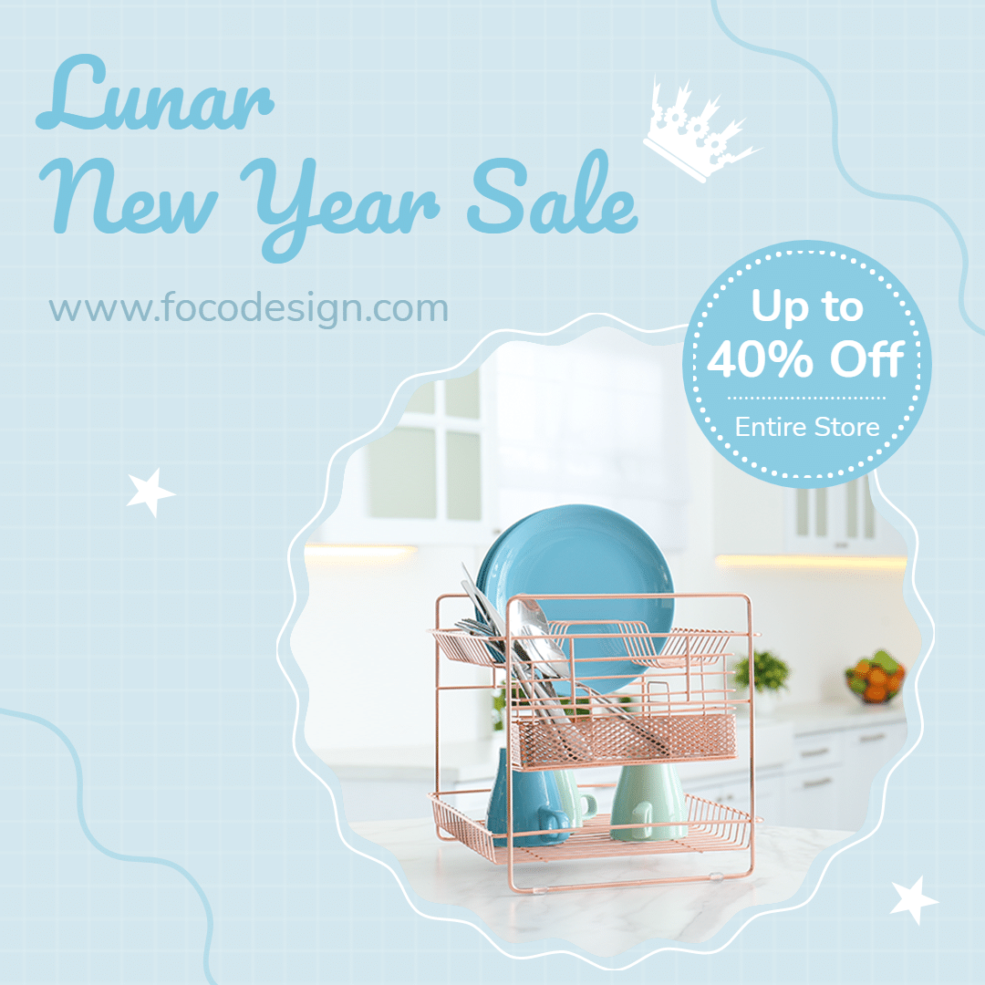 Blue Color System Fresh Kitchen Ware Shop New Year Sale Ecommerce Product Image
