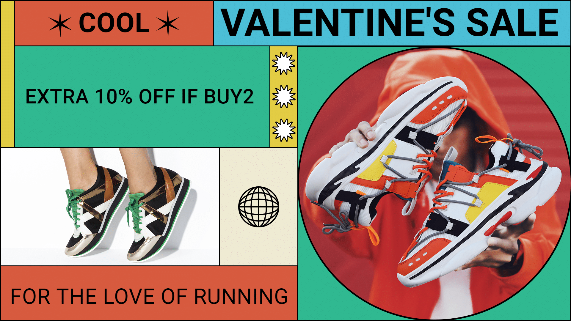 Valentine's Day Sport Shoes Promotion Ecommerce Banner预览效果
