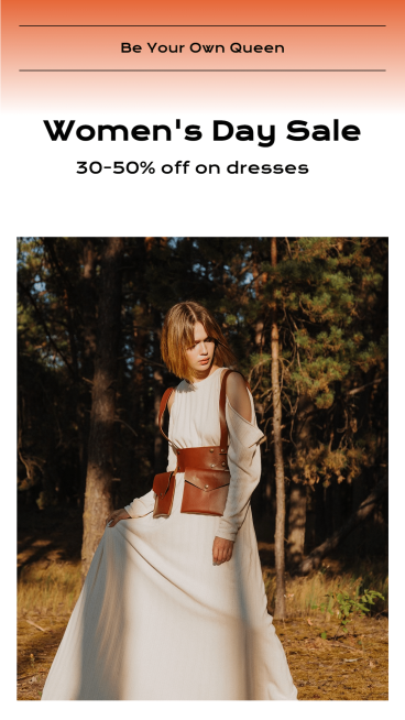 Fashion Women's Day Sale Promotion Dress Display Ecommerce Story预览效果