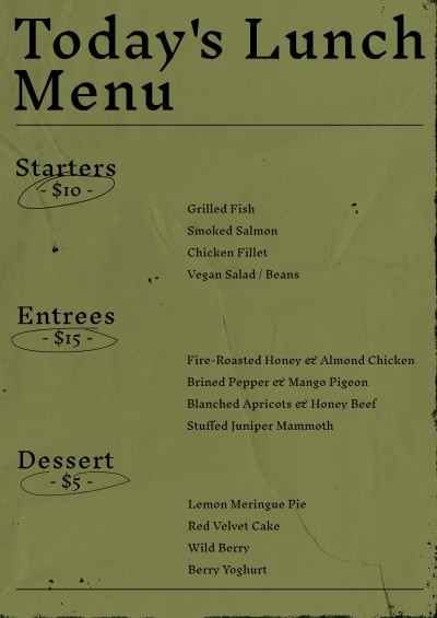 Retro Style Today's Lunch Menu