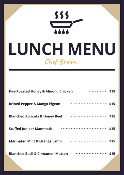 Lunch Menu Template Exotic cuisine Propaganda 