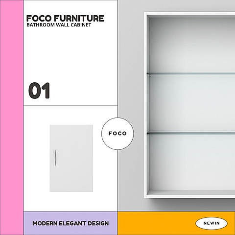 Black Line Ellipse Simple Bathroom Wall Cabinet Ecommerce Product Image
