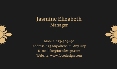Massagist Personal Information Business Card