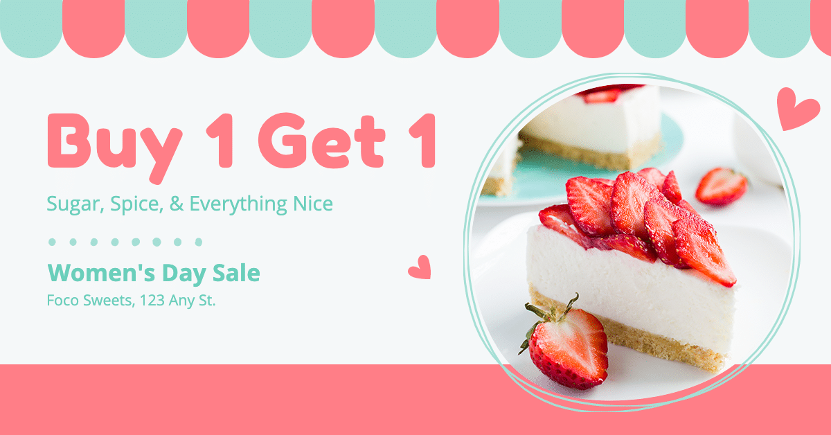 Green Text Simple Dessert Shop Women's Day Sale Ecommerce Banner预览效果