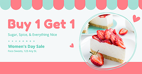 Green Text Simple Dessert Shop Women's Day Sale Ecommerce Banner