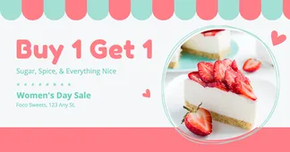 Green Text Simple Dessert Shop Women's Day Sale Ecommerce Banner