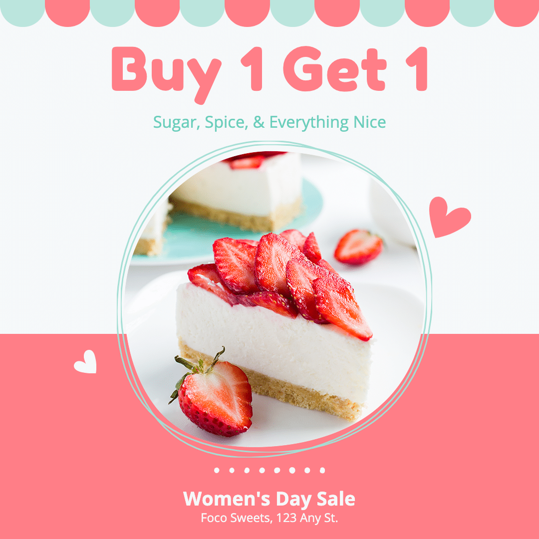 Pink Color Block Simple Dessert Shop Women's Day Sale Ecommerce Product Image预览效果