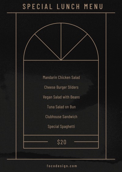Black Background Lunch Menu Simple Fashion Style 