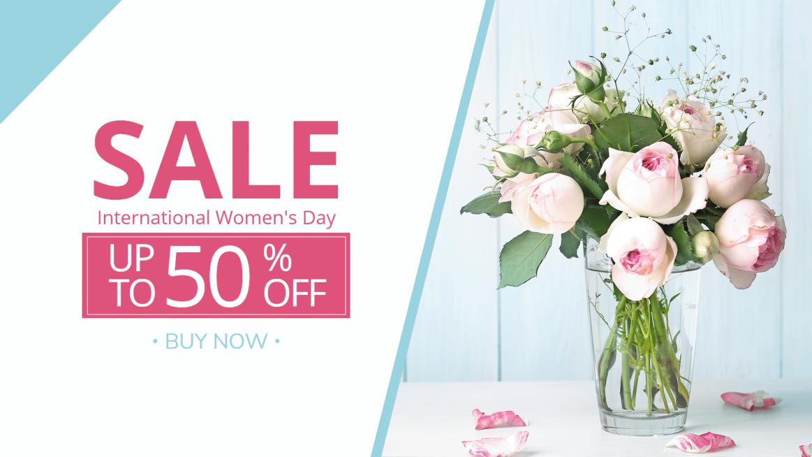 International Women's Day Flower Bouquet Sale Ecommerce Banner预览效果
