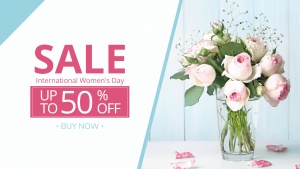 International Women's Day Flower Bouquet Sale Ecommerce Banner
