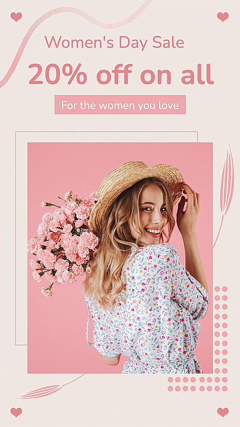 Pink Rectangle Element Literary Style Women's Day Wear Promotion Ecommerce Story