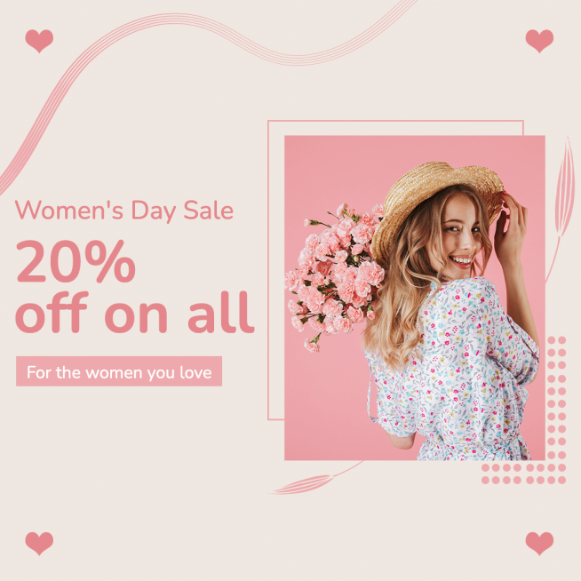 Pink Color Dot Literary Style Women's Day Wear Promotion Ecommerce Product Image预览效果