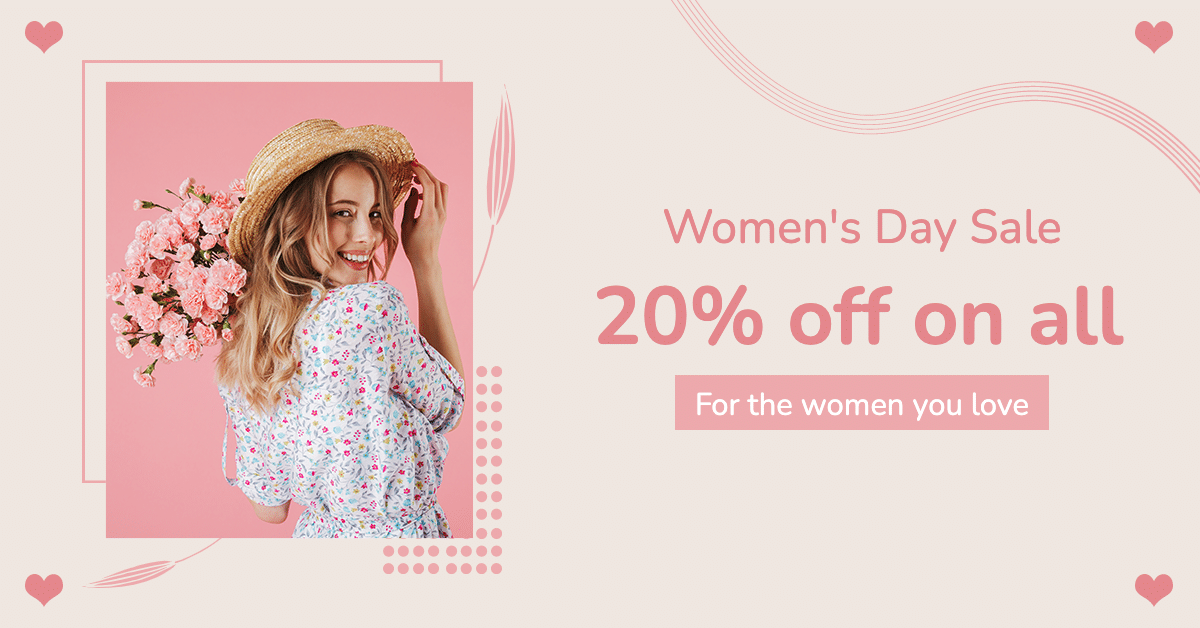 Pink Color System Literary Style Women's Day Wear Promotion Ecommerce Banner