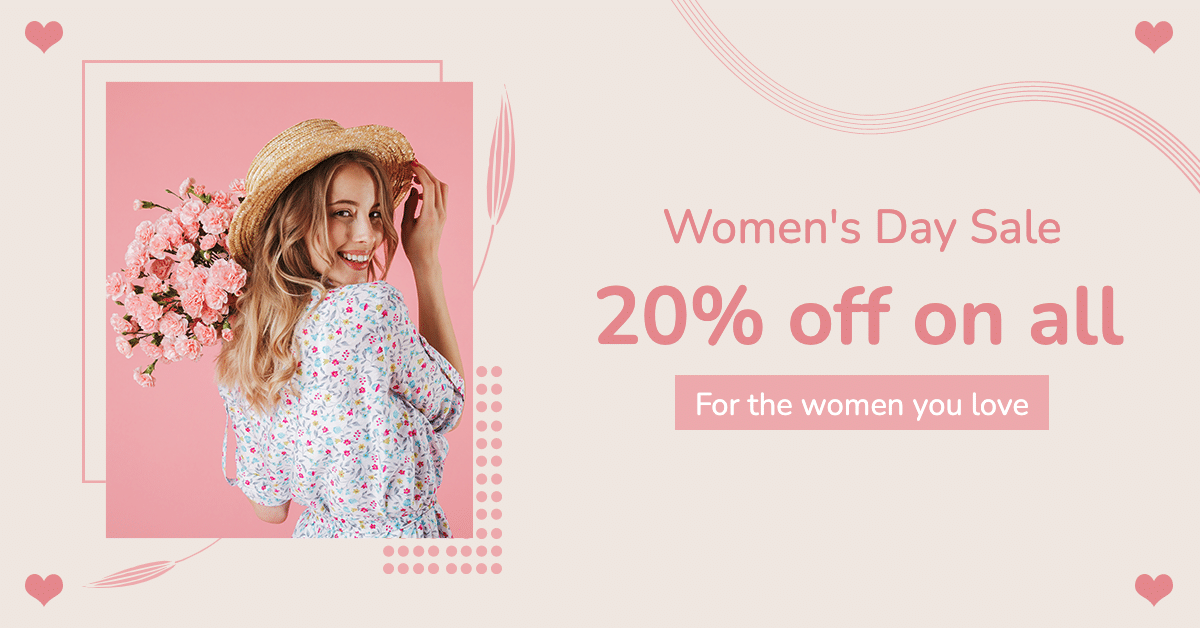 Pink Color System Literary Style Women's Day Wear Promotion Ecommerce Banner预览效果