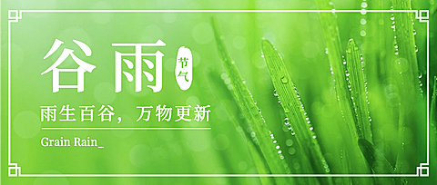 谷雨节气祝福春天清新公众号首图