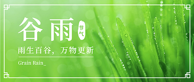 谷雨节气祝福春天清新公众号首图