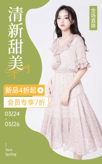 文艺清新春上新女装海报预览效果