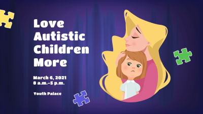 Cartoon Love Autistic Children Facebook Event Cover